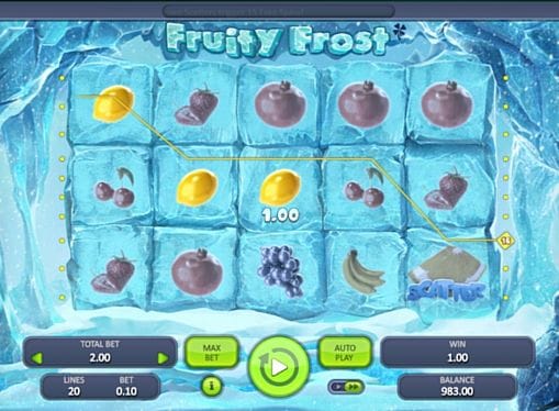 Fruity Frost - выигрышная комбинация символов Выигрышная комбинация символов в Fruity Frost